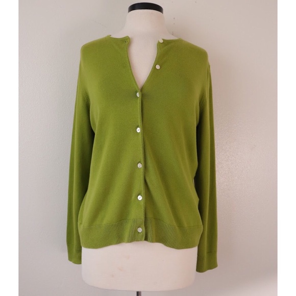 green button up cardigan
